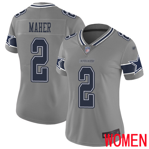 Women Dallas Cowboys Limited Gray Brett Maher 2 Inverted Legend NFL Jersey